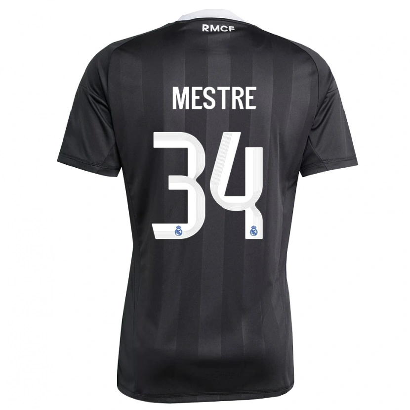Danxen Bambino Sergio Mestre #34 Maglia Gara Portiere Nero Bianco 2025/26 Maglietta