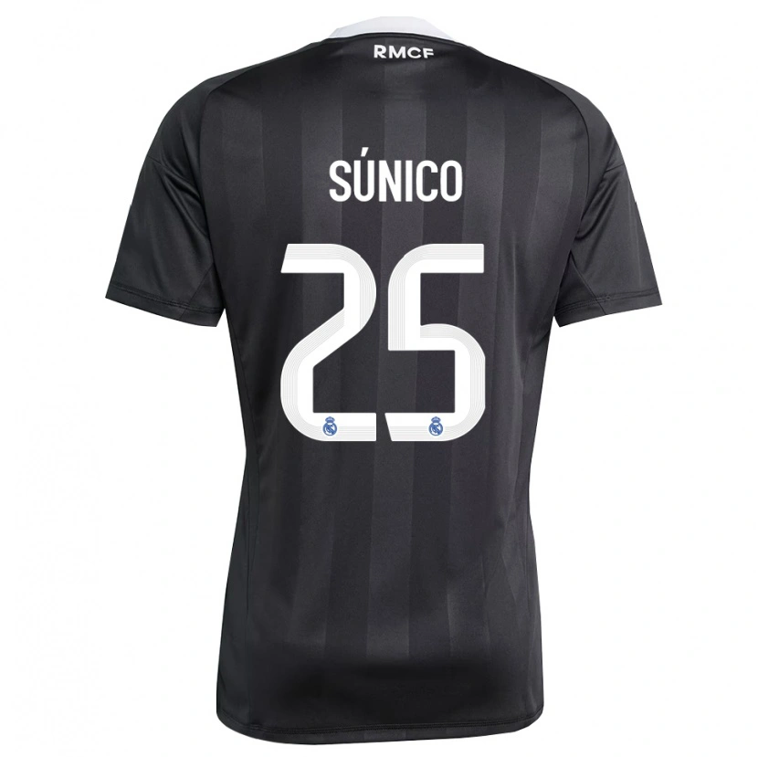 Danxen Bambino Guille Súnico #25 Maglia Gara Portiere Nero Bianco 2025/26 Maglietta