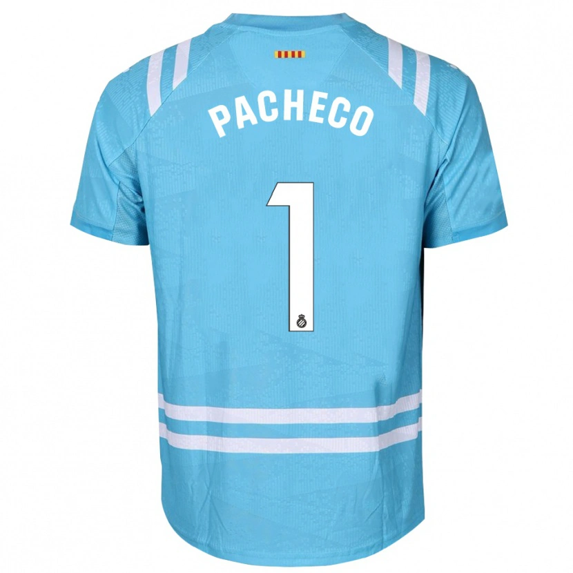 Danxen Bambino Álvaro Pacheco #1 Maglia Gara Portiere Azzurro Bianco 2025/26 Maglietta