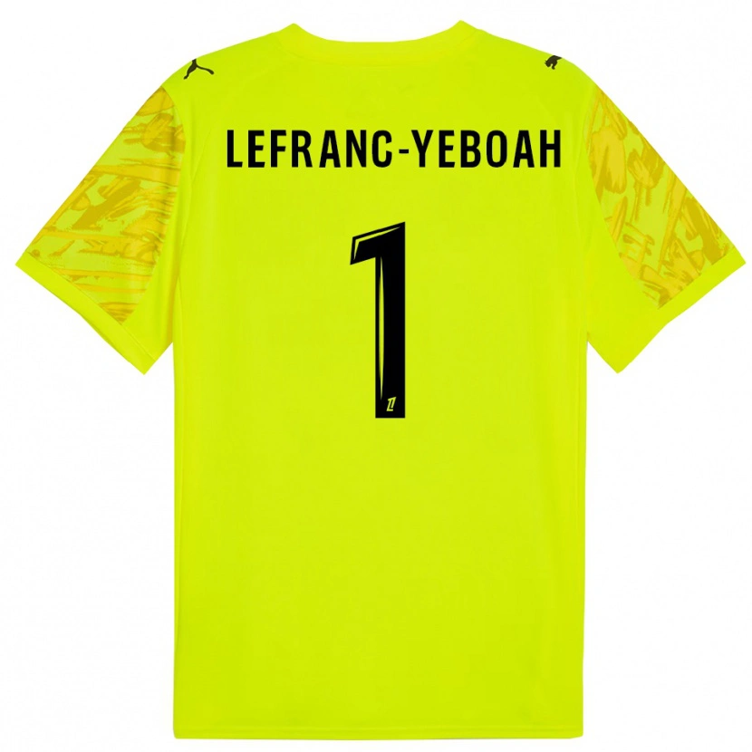 Danxen Bambino Daïvy Lefranc-Yeboah #1 Maglia Gara Portiere Verde Fluorescente Nero 2025/26 Maglietta