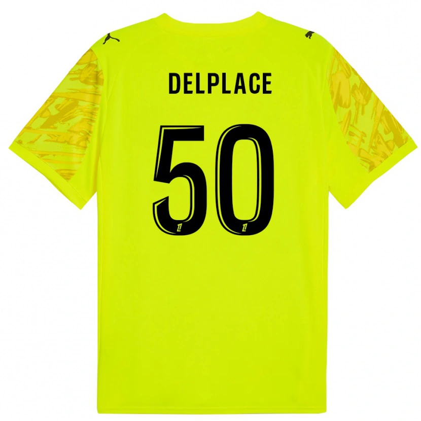 Danxen Bambino Adam Delplace #50 Maglia Gara Portiere Verde Fluorescente Nero 2025/26 Maglietta