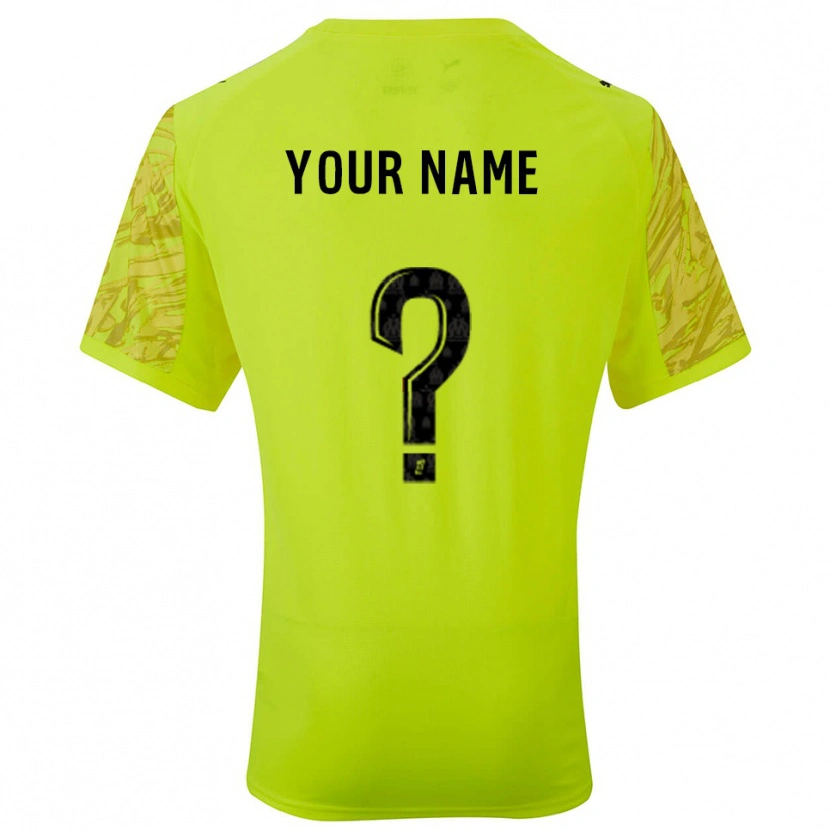 Danxen Bambino Olympique Marseille Maglia Gara Portiere Verde Fluorescente Nero 2025/26 Maglietta