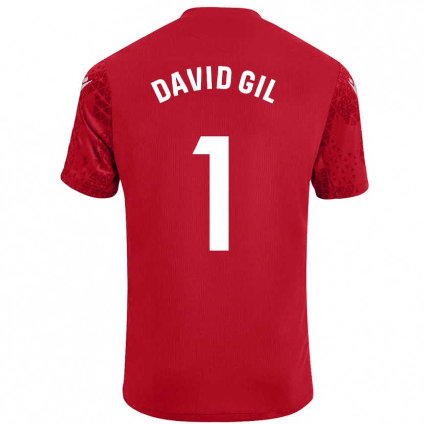 Danxen Bambino David Gil #1 Maglia Gara Portiere Rosso Bianco 2025/26 Maglietta