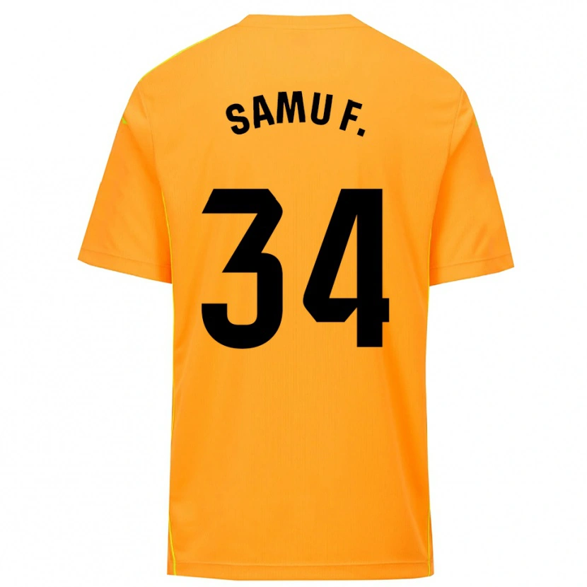 Danxen Bambino Samu Fernández #34 Maglia Gara Portiere Arancione Nero 2025/26 Maglietta