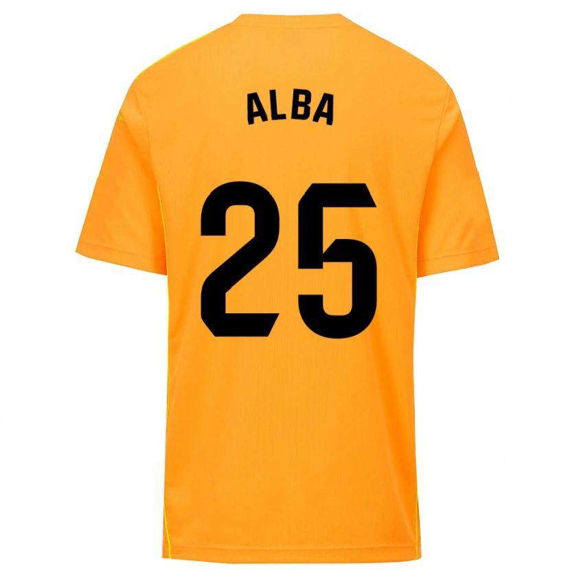 Danxen Bambino Alba Acebes Rodríguez #25 Maglia Gara Portiere Arancione Nero 2025/26 Maglietta