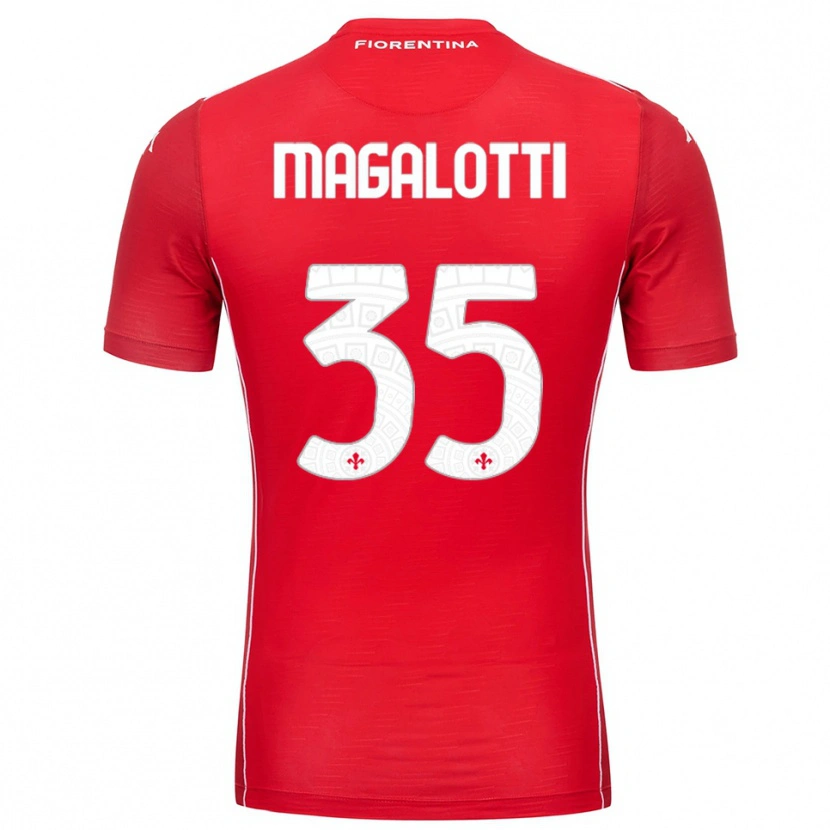 Danxen Bambino Mattia Magalotti #35 Maglia Gara Portiere Rosso Bianco 2025/26 Maglietta
