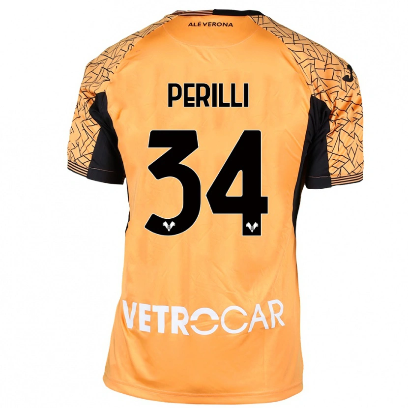 Danxen Bambino Simone Perilli #34 Maglia Gara Portiere Arancione Nero Bianco 2025/26 Maglietta