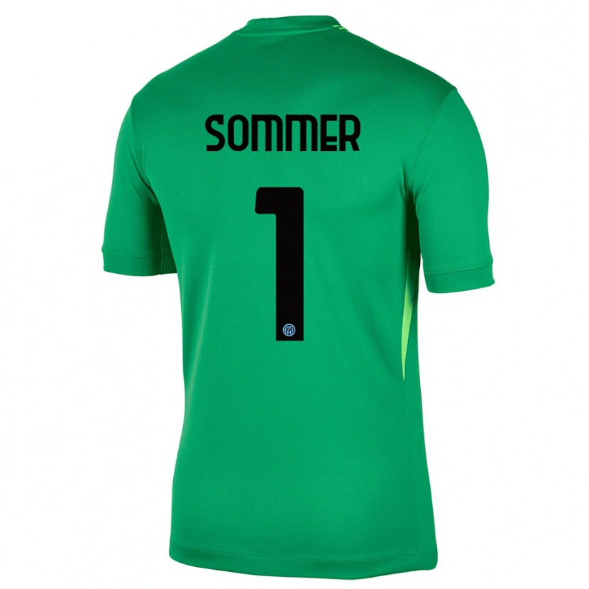 Danxen Bambino Yann Sommer #1 Maglia Gara Portiere Verde Chiaro Nero 2025/26 Maglietta