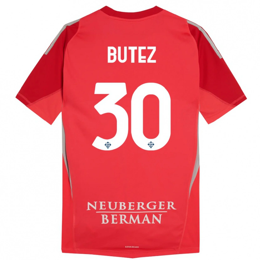 Danxen Bambino Jean Butez #30 Maglia Gara Portiere Grigio Rosso 2025/26 Maglietta