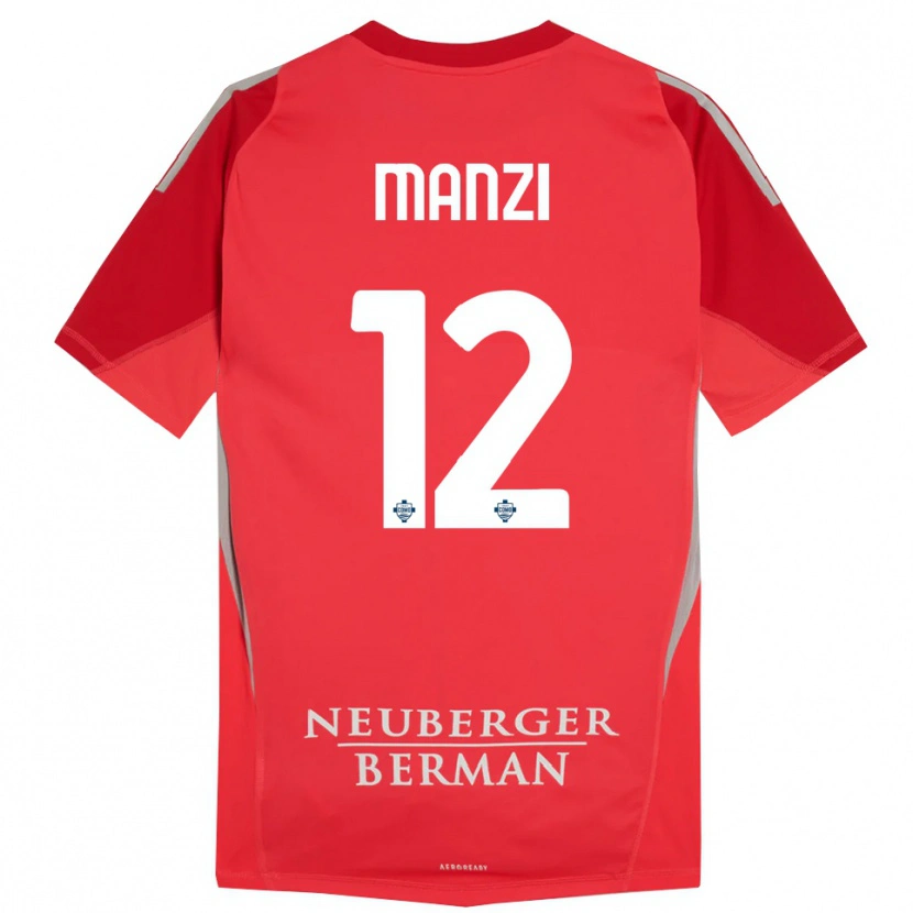 Danxen Bambino Federico Manzi #12 Maglia Gara Portiere Grigio Rosso 2025/26 Maglietta