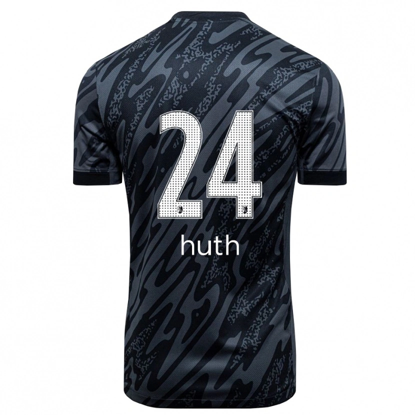 Danxen Bambino Jannik Huth #24 Maglia Gara Portiere Nero Bianco 2025/26 Maglietta