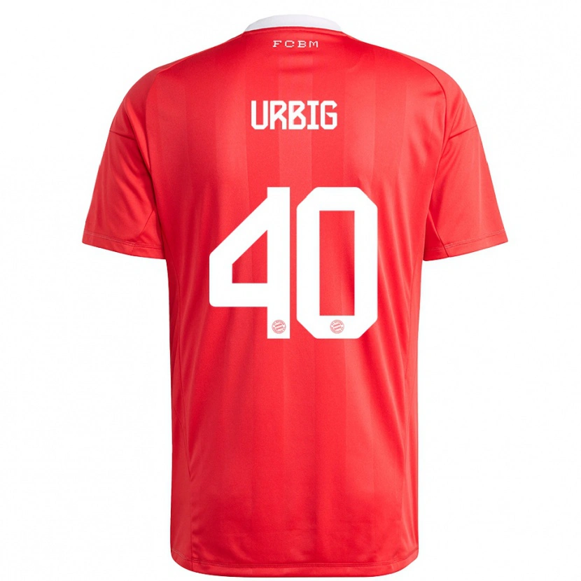 Danxen Bambino Jonas Urbig #40 Maglia Gara Portiere Rosso Bianco 2025/26 Maglietta