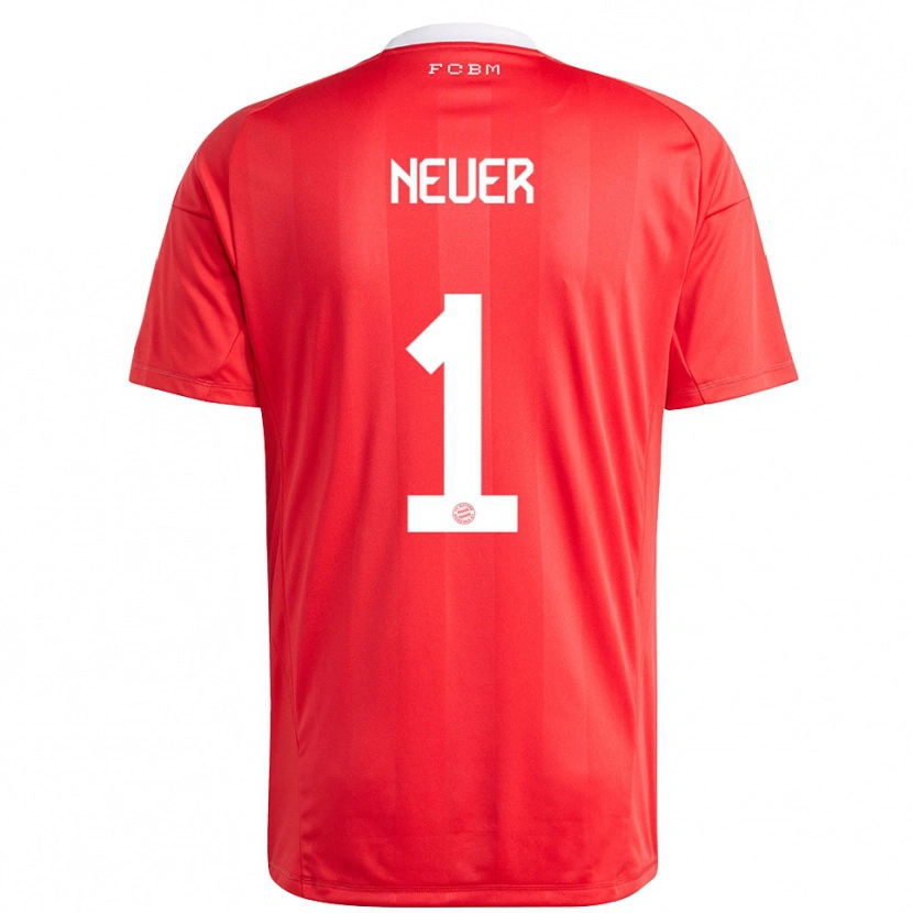 Danxen Bambino Manuel Neuer #1 Maglia Gara Portiere Rosso Bianco 2025/26 Maglietta