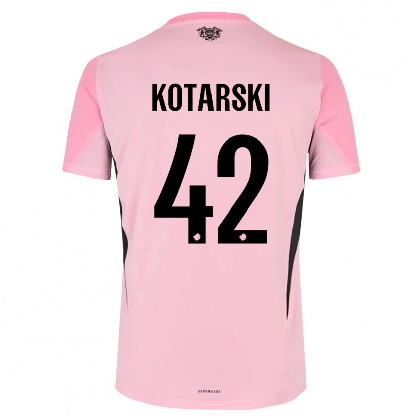 Danxen Bambino Dominik Kotarski #42 Maglia Gara Portiere Nero Rosa 2025/26 Maglietta