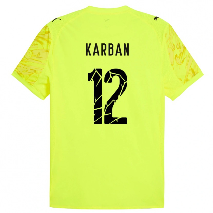 Danxen Bambino Yevheniia Karban #12 Maglia Gara Portiere Verde Giallo 2025/26 Maglietta
