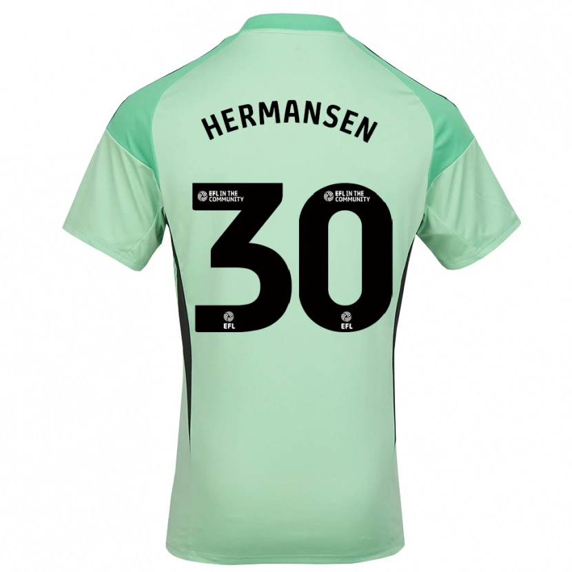 Danxen Uomo Mads Hermansen #30 Maglia Gara Portiere Verde Chiaro Nero 2025/26 Maglietta