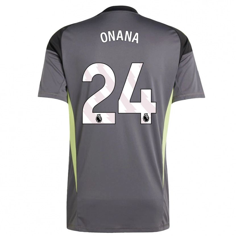 Danxen Uomo André Onana #24 Maglia Gara Portiere Grigio Scuro Bianco 2025/26 Maglietta