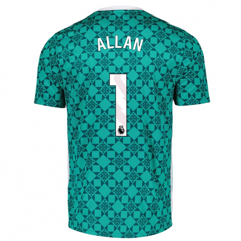 Danxen Uomo Isaac Allan #1 Maglia Gara Portiere Verde Bianco 2025/26 Maglietta