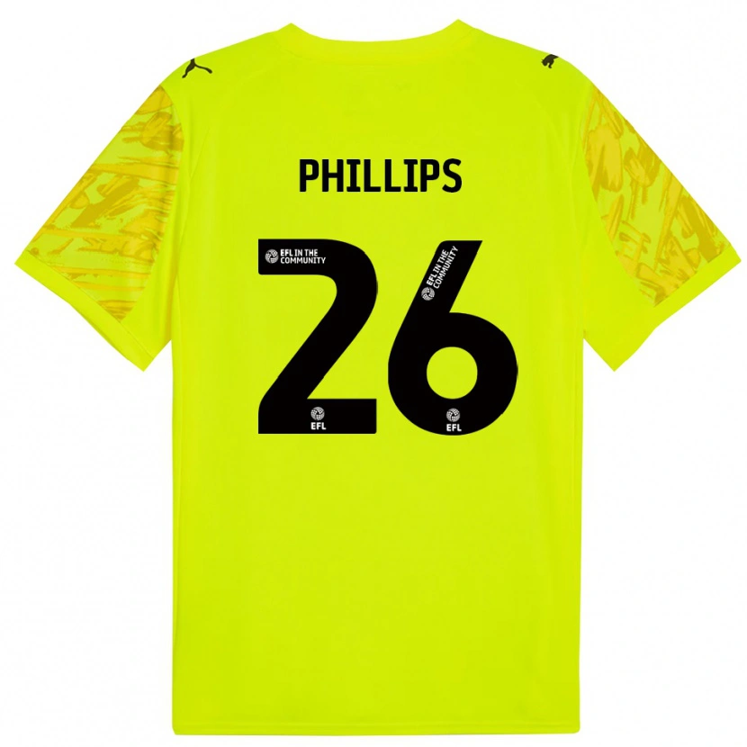 Danxen Uomo Noah Phillips #26 Maglia Gara Portiere Verde Fluorescente 2025/26 Maglietta