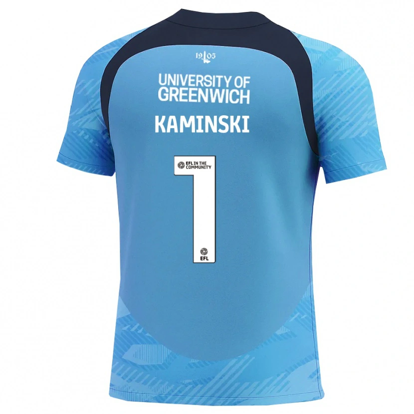 Danxen Uomo Thomas Kaminski #1 Maglia Gara Portiere Blu Bianco 2025/26 Maglietta