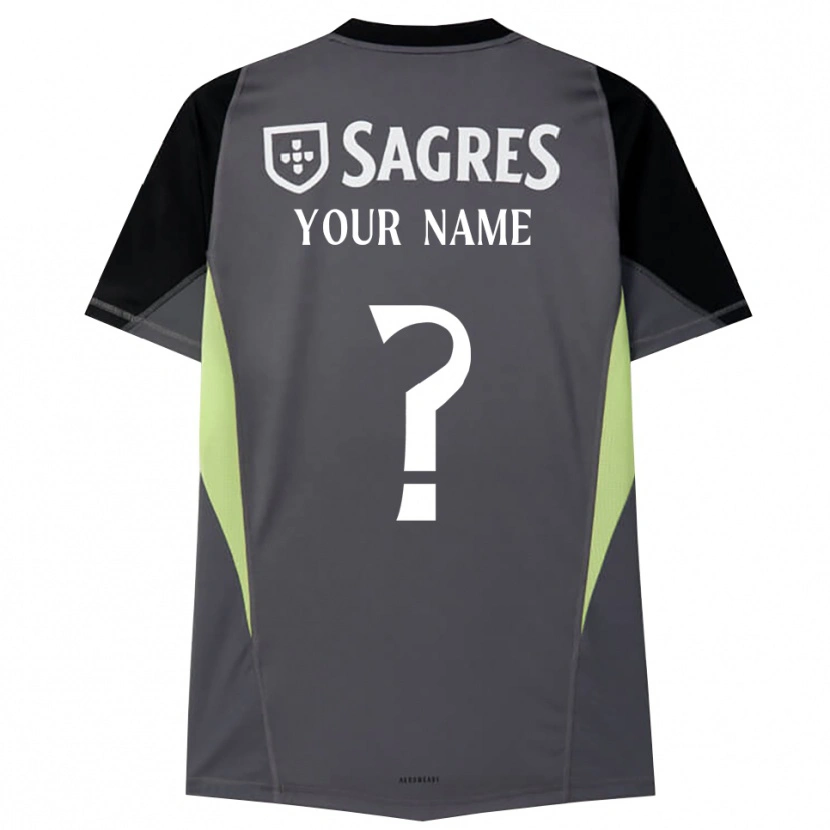Danxen Uomo SL Benfica Maglia Gara Portiere Grigio Scuro Nero 2025/26 Maglietta