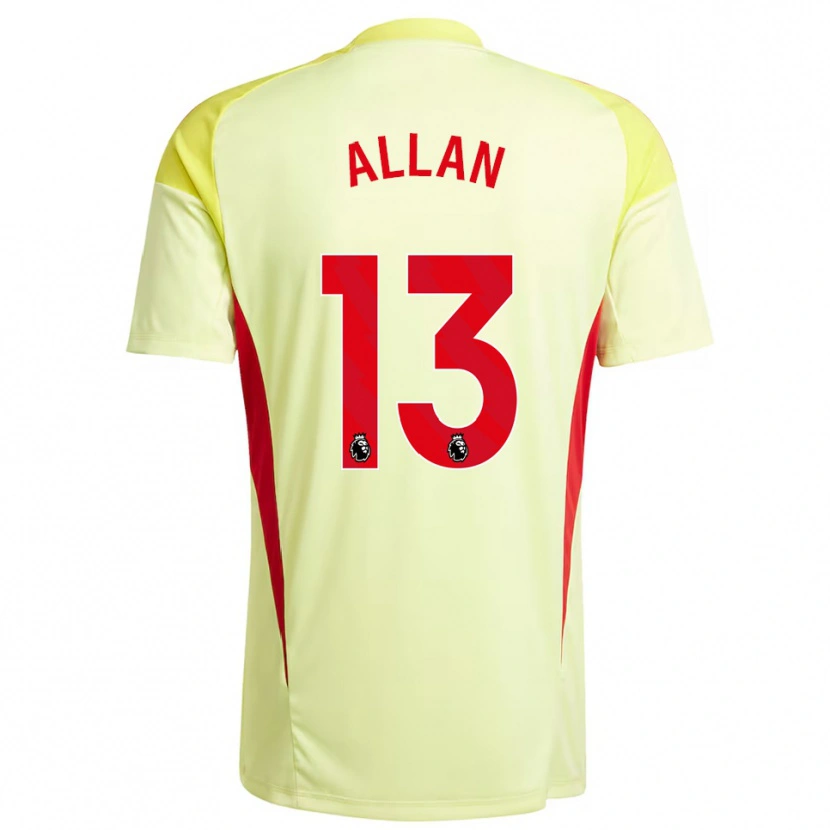 Danxen Uomo Jack Allan #13 Maglia Gara Portiere Giallo Chiaro 2025/26 Maglietta