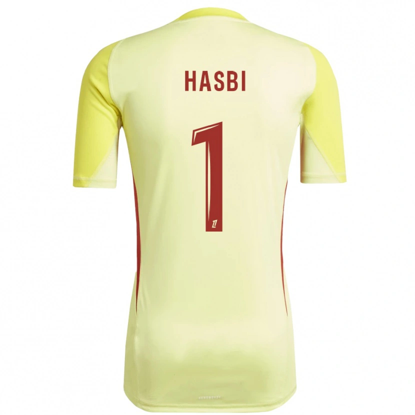 Danxen Uomo Walid Hasbi #1 Maglia Gara Portiere Giallo Chiaro Rosso 2025/26 Maglietta