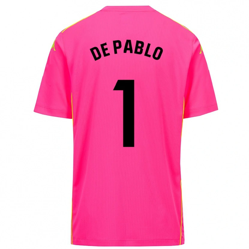 Danxen Uomo Álvaro de Pablo #1 Maglia Gara Portiere Rosa Profondo Nero 2025/26 Maglietta