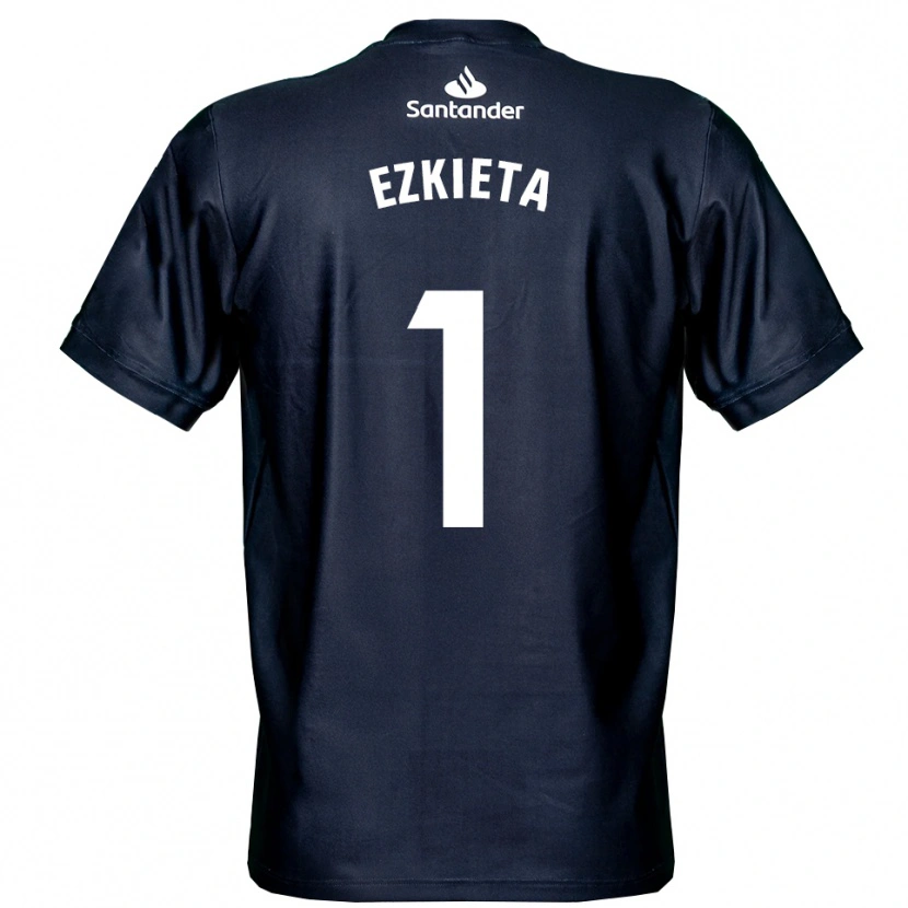 Danxen Uomo Jokin Ezkieta #1 Maglia Gara Portiere Blu Mezzanotte Bianco 2025/26 Maglietta