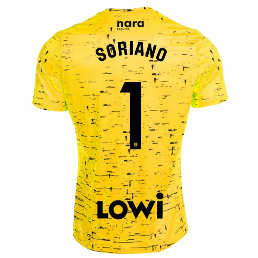Danxen Uomo Juan Soriano #1 Maglia Gara Portiere Giallo Nero 2025/26 Maglietta