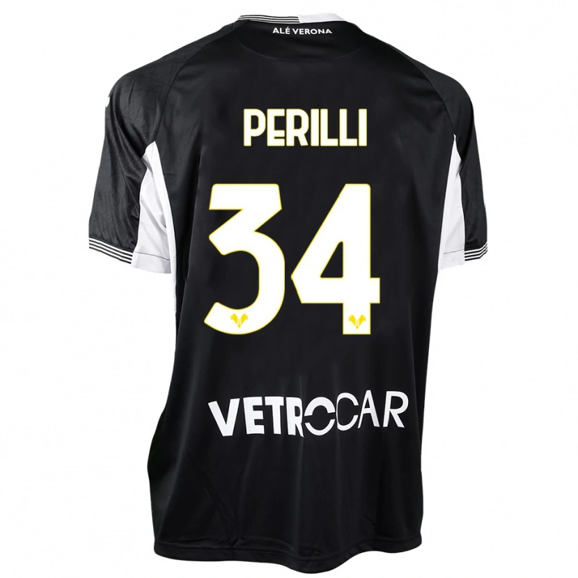 Danxen Uomo Simone Perilli #34 Maglia Gara Portiere Nero Bianco 2025/26 Maglietta