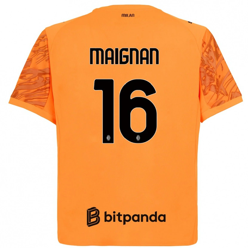 Danxen Uomo Mike Maignan #16 Maglia Gara Portiere Arancione Giallo Nero 2025/26 Maglietta