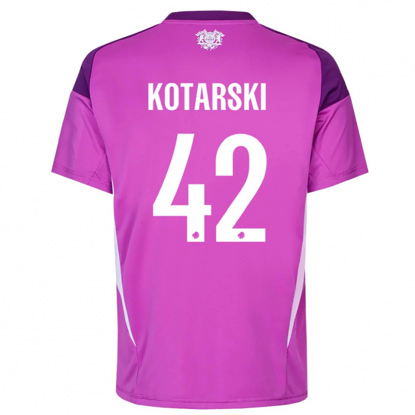 Danxen Uomo Dominik Kotarski #42 Maglia Gara Portiere Bianco Lilla Viola 2025/26 Maglietta