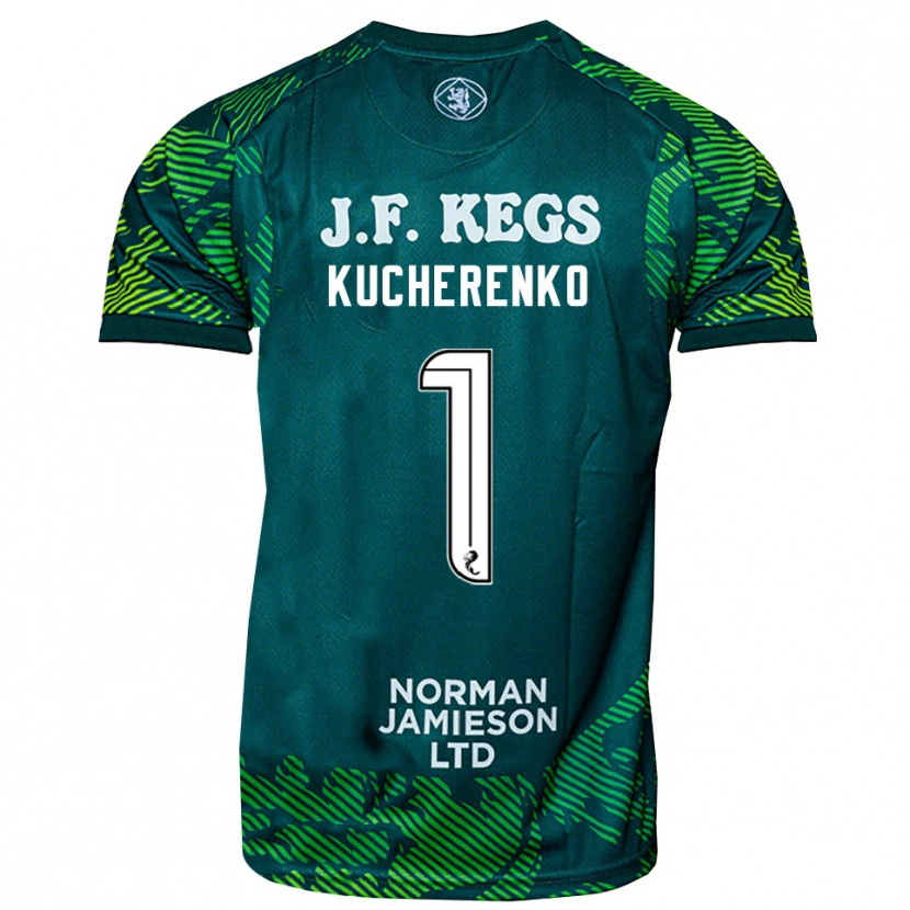 Danxen Uomo Yevgeniy Kucherenko #1 Maglia Gara Portiere Verde Bianco 2025/26 Maglietta