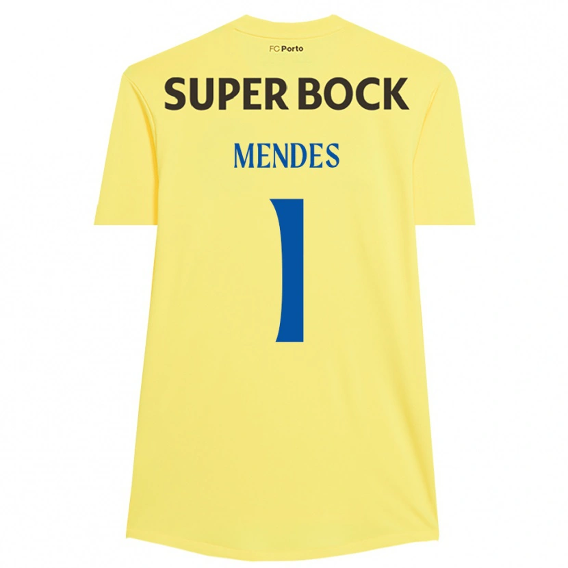 Danxen Uomo Francisco Mendes #1 Maglia Gara Portiere Giallo Chiaro Nero 2025/26 Maglietta