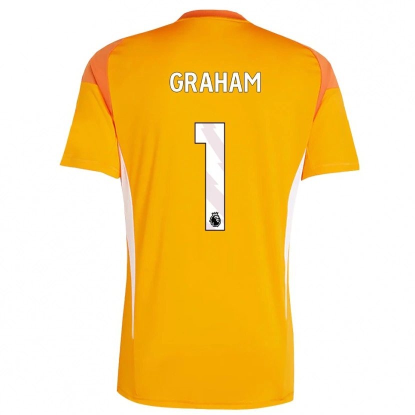 Danxen Uomo Ally Graham #1 Maglia Gara Portiere Bianco Arancio 2025/26 Maglietta
