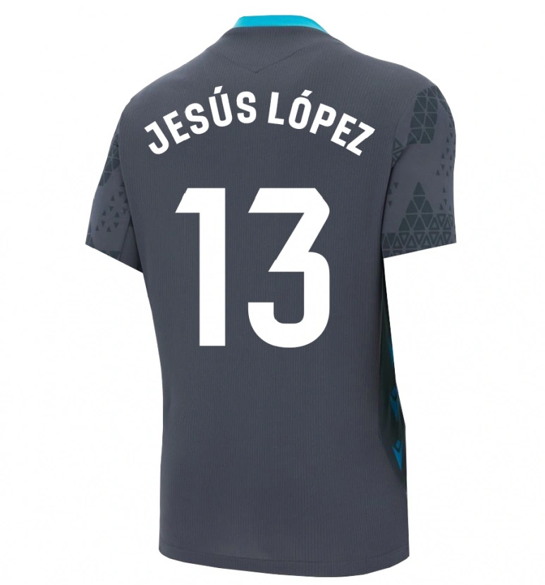 Danxen Uomo Jesús López #13 Maglia Gara Portiere Grigio Scuro Nero 2025/26 Maglietta