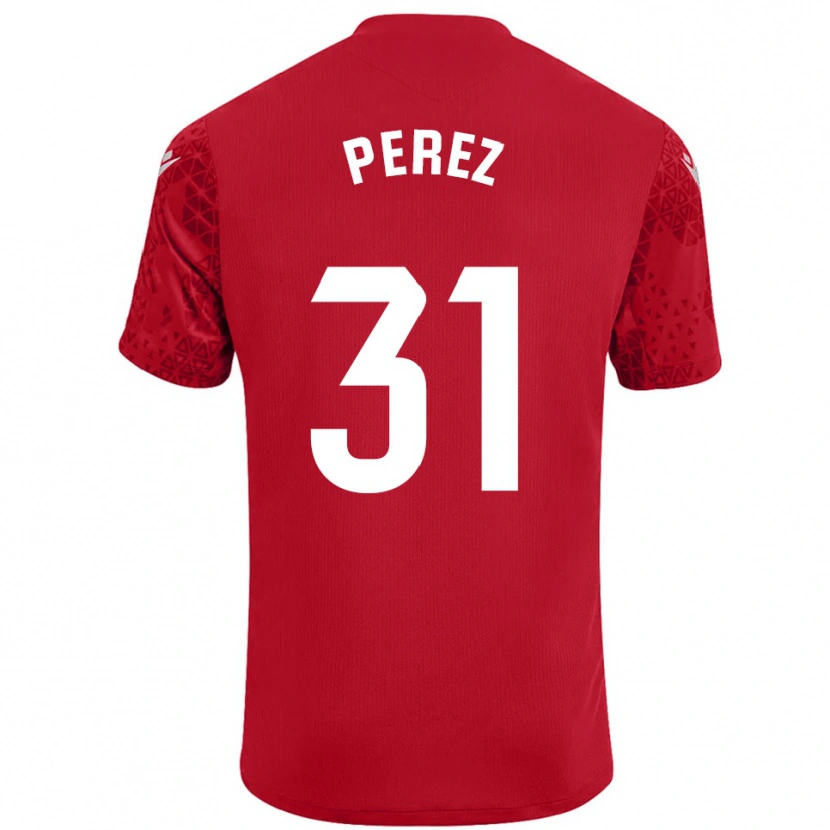Danxen Uomo Ángel Pérez #31 Maglia Gara Portiere Rosso Bianco 2025/26 Maglietta