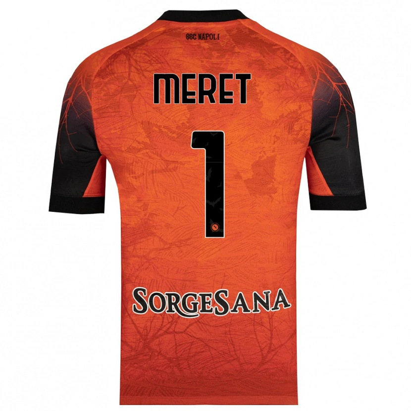Danxen Uomo Alex Meret #1 Maglia Gara Portiere Arancione Rosso Nero 2025/26 Maglietta
