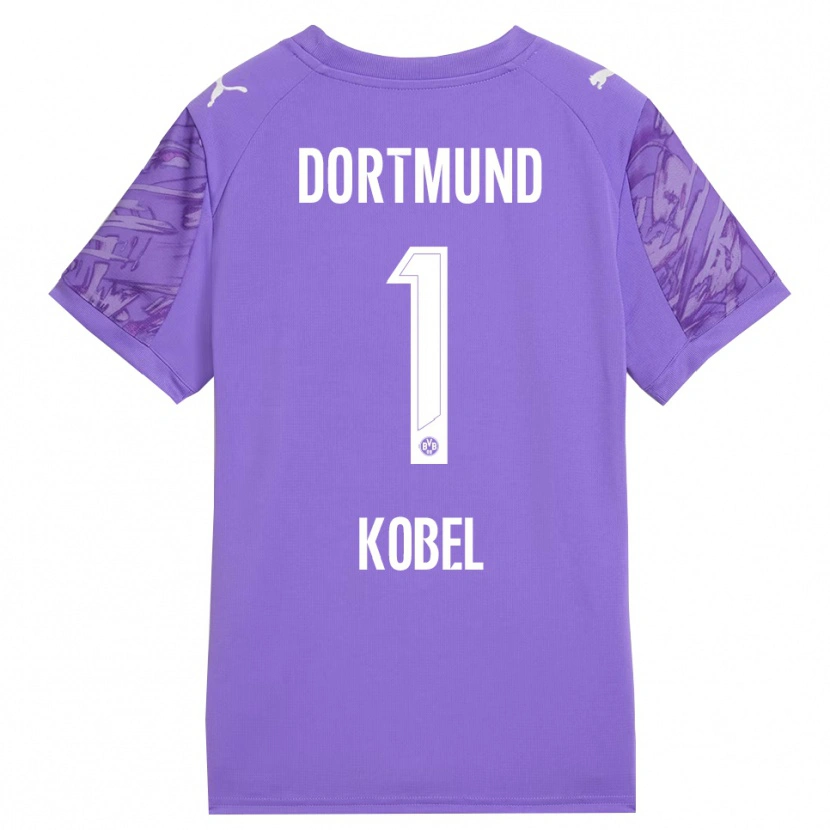 Danxen Uomo Gregor Kobel #1 Maglia Gara Portiere Lilla Bianco 2025/26 Maglietta