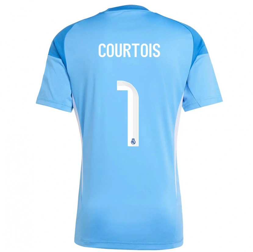 Danxen Donna Thibaut Courtois #1 Maglia Gara Portiere Azzurro Bianco 2025/26 Maglietta
