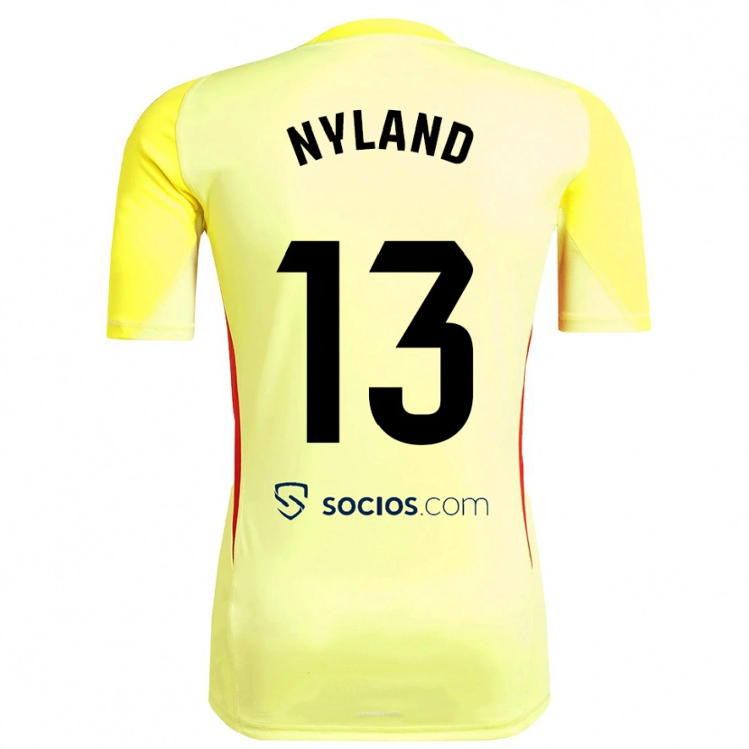 Danxen Donna Ørjan Nyland #13 Maglia Gara Portiere Giallo Rosso Nero 2025/26 Maglietta
