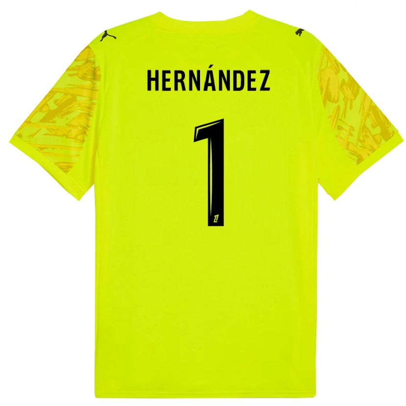 Danxen Donna Melvin Hernández #1 Maglia Gara Portiere Verde Fluorescente Giallo 2025/26 Maglietta
