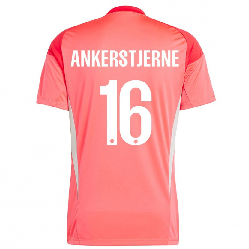 Danxen Donna Ida Ankerstjerne #16 Maglia Gara Portiere Bianco Rosso 2025/26 Maglietta