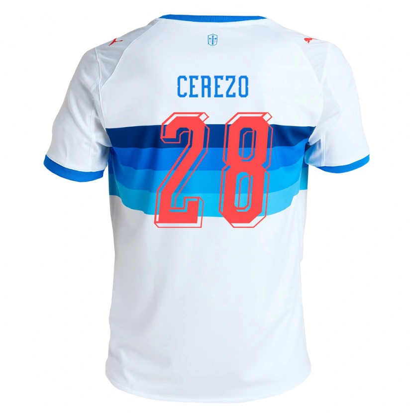 Danxen Bambino Maglia Bernardo Cerezo #28 Bianco Azzurro Kit Gara Home 2026/27 Maglietta