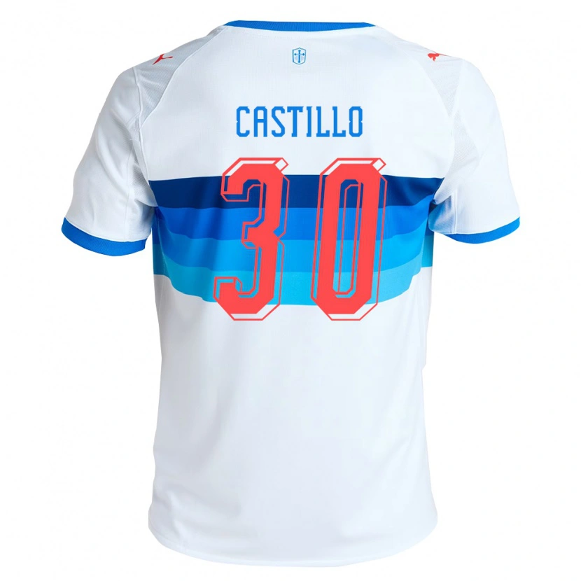 Danxen Bambino Maglia Nicolas Castillo #30 Bianco Azzurro Kit Gara Home 2026/27 Maglietta