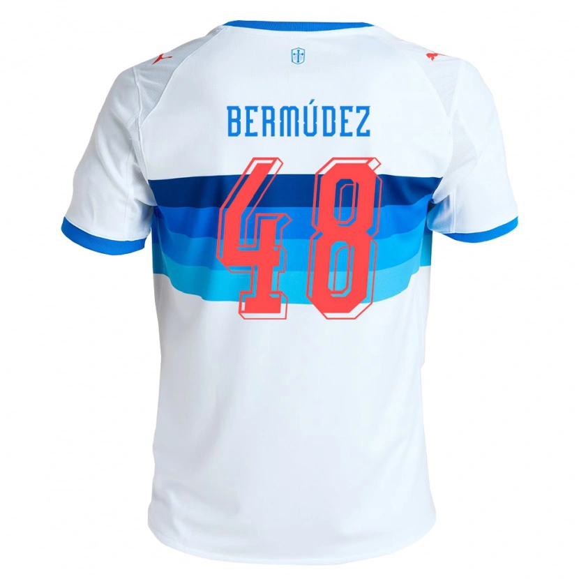 Danxen Bambino Maglia Diego Bermúdez #48 Bianco Azzurro Kit Gara Home 2026/27 Maglietta