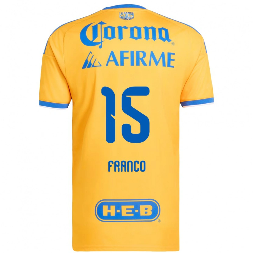 Danxen Bambino Maglia Alan Franco #15 Giallo Blu Kit Gara Home 2026/27 Maglietta