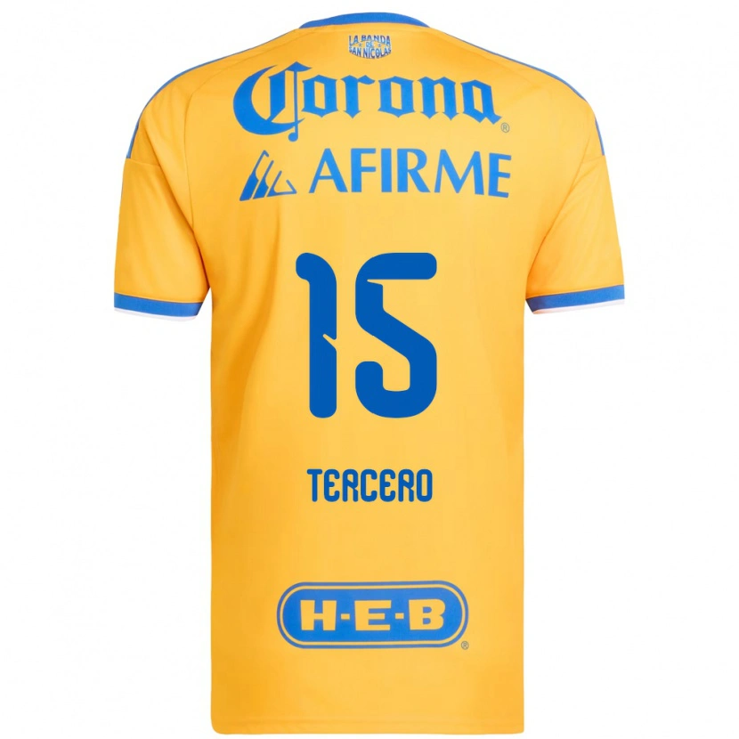 Danxen Bambino Maglia Eduardo Tercero #15 Giallo Blu Kit Gara Home 2026/27 Maglietta