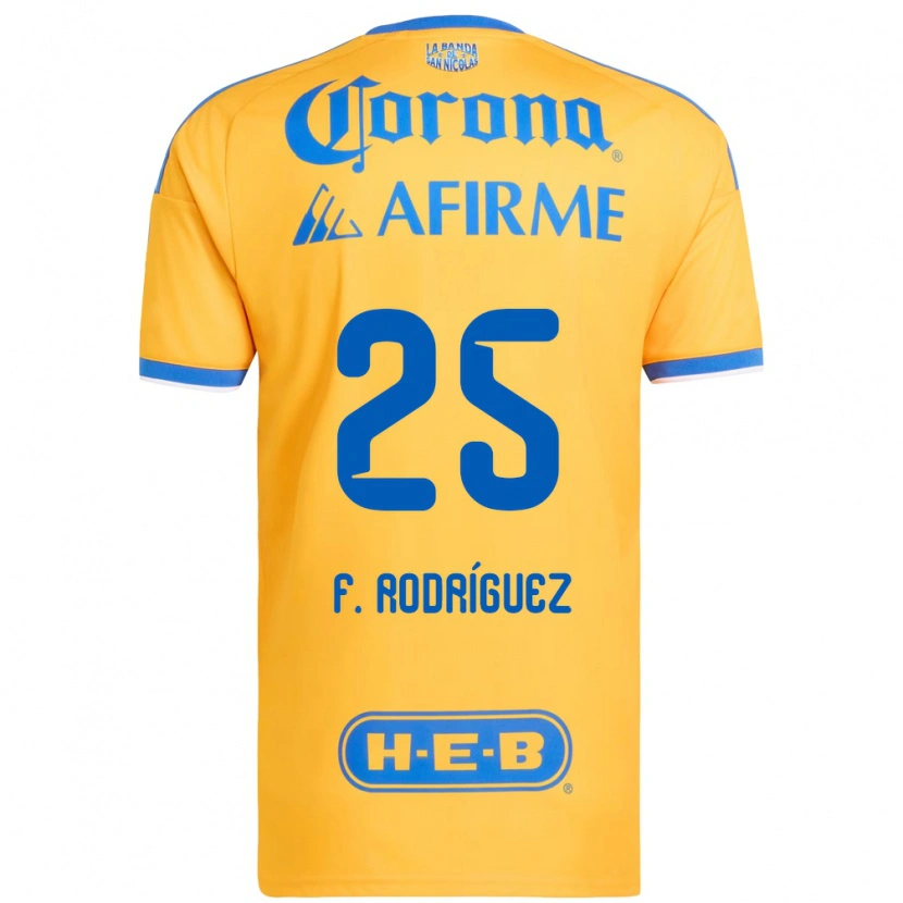 Danxen Bambino Maglia Felipe Rodríguez #25 Giallo Blu Kit Gara Home 2026/27 Maglietta